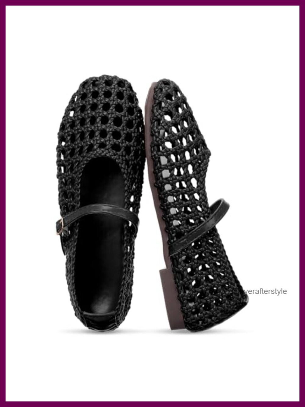 Woven Mesh Ballet Flat Dressy Mary Jane Square Toe Buckle Strap Slip On